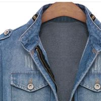 Women's Blouse Long Sleeve Plus Size Waist Pocket Denim Jacket Wholesale main image 5