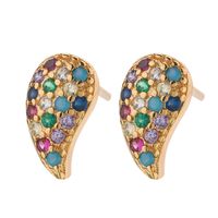 Fashion Geometric Colored Diamond Hoop Earrings Nhll154705 sku image 3