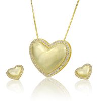 Fashion Copper Inlaid Zircon Heart Necklace Stud Earrings Jewelry Set Nhbp149482 sku image 2