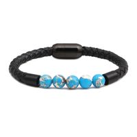 Europäischer Und Amerikanischer Schmuck  Hot Color Emperor Stone Leder Armband Edelstahl Magnets Chnalle Armband Hersteller Großhandel sku image 4