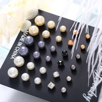 Europäische Und Amerikanische Grenz Überschreitende Ohrringe  Kreative Einfache Künstliche Perlen Diamant Ohrringe Set 15 Paar Ohrringe Frauen sku image 1