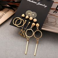 Européen Et Américain Squat Nouveau Boucles D'oreilles Creative Creux Modèle De Coeur De Pêche Figure Géométrique Gland Boucles D'oreilles Ensemble 6 Paires Boucle D'oreille De Stockage sku image 1