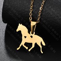 Hot Creative All-match Hollow Love Pony Necklace Cartoon Animal Stainless Ornament One-piece Delivery sku image 2