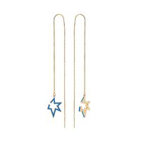 Hanging Earrings Women's 925 Silver Needle Elegant Long Drop Oil Asymmetric Star Pendant Japanese And Korean Fashion Earrings Ed01830c sku image 3