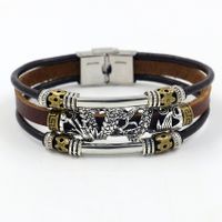 Leather Fashion Animal Bracelet  (brown)  Fashion Jewelry Nhhm0075-brown sku image 1