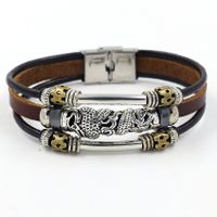 Leather Fashion Animal Bracelet  (brown)  Fashion Jewelry Nhhm0062-brown sku image 1