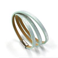Hot Sale Men's Multi-layer Leather Bracelet Wrist Ring Magnetic Snap Pu Leather Bracelet Women sku image 5