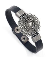 Leather Fashion Flowers Bracelet  (black)  Fashion Jewelry Nhhm0016-black sku image 1