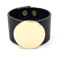 European And American Street Trends Pu Width Leather Bracelet Leather Embedded Round Glossy Alloy Bracelet Wild Female Ornaments 5 Colors sku image 1
