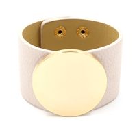 European And American Street Trends Pu Width Leather Bracelet Leather Embedded Round Glossy Alloy Bracelet Wild Female Ornaments 5 Colors sku image 3