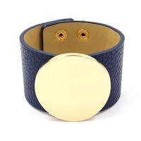 European And American Street Trends Pu Width Leather Bracelet Leather Embedded Round Glossy Alloy Bracelet Wild Female Ornaments 5 Colors sku image 5
