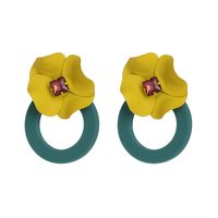 Imitated Crystal&cz Fashion Flowers Earring  (yellow)  Fashion Jewelry Nhjj5578-yellow sku image 1