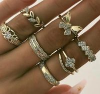 New Alloy Diamond Leaf Butterfly Ring Set 7-piece Retro Geometric Ring Wholesale main image 1
