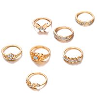 New Alloy Diamond Leaf Butterfly Ring Set 7-piece Retro Geometric Ring Wholesale main image 3