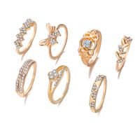 New Alloy Diamond Leaf Butterfly Ring Set 7-piece Retro Geometric Ring Wholesale main image 4
