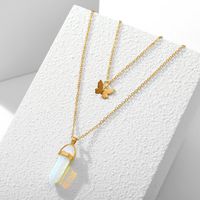 New Crystal Stone Butterfly Creative Retro Simple Alloy Necklace  Wholesale main image 3