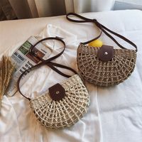 Summer Woven One-shoulder Saddle Fashion Messenger Straw Bag Wholesale main image 2