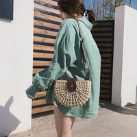 Summer Woven One-shoulder Saddle Fashion Messenger Straw Bag Wholesale main image 5