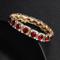 Imitated Crystal&cz Fashion Geometric Bracelet  (kc Alloy + Deep Red Rhinestone)  Fashion Jewelry Nhhs0657-kc-alloy-deep-red-rhinestone sku image 1