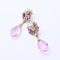 Creative Perle Diamant Gradient Water Drop Gem Gouttes Pour Les Oreilles Boucles D'oreilles Femelle Européen Et Américain Style Vacances Style Boucles D'oreilles Ed01775c sku image 2