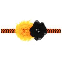 Européen Et Américain Halloween Bébé De Bande De Cheveux Enfants Élastique Tête Fleurs Cheveux Corde Burr Fleur À La Main Coudre Net Strass Fleur Bandeau sku image 1