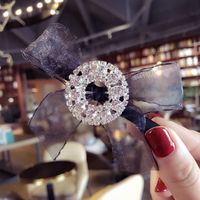 Koreanische Neue Qualität Großhandel Shop Haarschmuck Einfache Ring Haarnadel Spitze Mesh Schleife Diamant Haarnadel Seiten Clip sku image 2