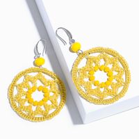 Européen Et Américain Boucles D'oreilles Style Bohème Boucles D'oreilles De La Main-tissé Géométrique Ronde Pu Mengnet Pendentif Boucles D'oreilles Pour Les Femmes Ern79 sku image 2