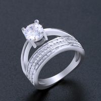 Cross Mirror Classic Vier-klauen-ring Vierreihige Diamant-damen Ringe Simulation Diamantring Europäischer Und Amerikanischer Zirkon Schmuck Großhandel Rih40 sku image 4