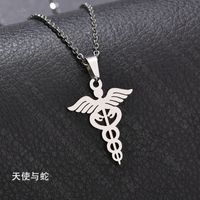 Titanium&stainless Steel Fashion Geometric Necklace  (angel And Snake Steel)  Fine Jewelry Nhhf1298-angel-and-snake-steel sku image 1