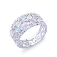 Européen Et Américain Style Anneau Bijoux Micro-incrusté Couleur Zircon Anneau Placage De Cuivre Japonais Et Coréen Nouveau Creux Feuilles Anneau Rih22 sku image 1