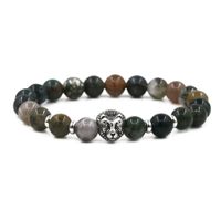 Européen Et Américain Bijoux  Inde Agate Perle Bracelet Tête De Lion Tête De Bouddha Perles Bracelet En Acier Inoxydable Pour Hommes sku image 3