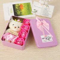 Fabrik Direkt Verkauf 4 Bären Eisen Box Rose Seifen Blume Valentinstag Werbe Kampagne Geschäfts Förderung Geschenke sku image 4