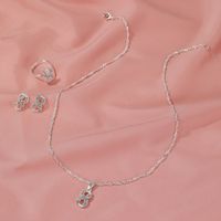 New Fashion All-match Diamond 8-shaped Necklace Earrings Ring Three-piece Jewelry Set Wholesale main image 3