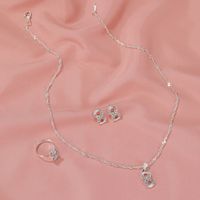 New Fashion All-match Diamond 8-shaped Necklace Earrings Ring Three-piece Jewelry Set Wholesale main image 5