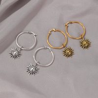 Hot Sale Retro Sun Flower Personality  Simple Short Sun Earring Wholesale main image 3