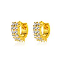 New  Retro Geometric Ring Circle Round Full Diamond Ear Buckle  Gold-plated Ear Clip Wholesale main image 1