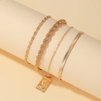 New Fashion Four-piece Bracelet Twist Chain Portrait Pendant Women's Four-piece Bracelet Wholesale Nihaojewelry main image 4