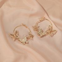 New  Exaggerated Simple  Personality Hollow Three Butterfly Earrings Wholesale main image 4