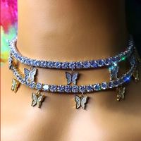 New Fashion Insect Pendant Necklace Clavicle Chain Rhinestone Butterfly Pendant Necklace Wholesale Nihaojewelry main image 3