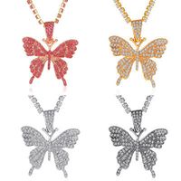 New Inlaid Single Layer Claw Chain Exaggerated Large Butterfly Pendant Necklace Wholesale Nihaojewelry main image 2