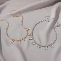 Grenz Überschreiten Der Neuer Hip-hop-schmuck Tennis Choker Strass Schmetterling Anhänger Halskette Kuba Schmetterlings Halskette Frauen main image 4