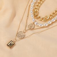 New Style Retro Coin Necklace Baroque Multilayer Pearl Necklace Long Sweater Chain Wholesale Nihaojewelry main image 4