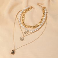 New Style Retro Coin Necklace Baroque Multilayer Pearl Necklace Long Sweater Chain Wholesale Nihaojewelry main image 5