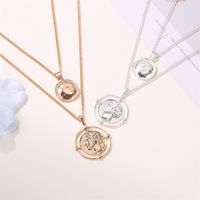New Fashion Double-layer Planet  Simple Disc Map Pendant Necklace Wholesale Nihaojewelry main image 3