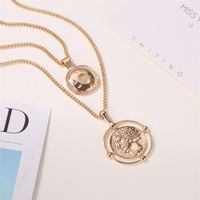 New Fashion Double-layer Planet  Simple Disc Map Pendant Necklace Wholesale Nihaojewelry main image 4