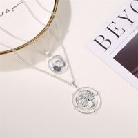 New Fashion Double-layer Planet  Simple Disc Map Pendant Necklace Wholesale Nihaojewelry main image 5