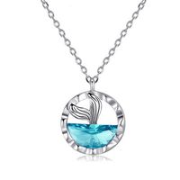 New Creative Fishtail Ocean Blue Crystal Pendant Blue Mermaid Clavicle Chain Necklace Wholesale Nihaojewelry main image 1