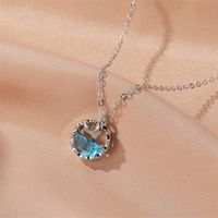 New Creative Fishtail Ocean Blue Crystal Pendant Blue Mermaid Clavicle Chain Necklace Wholesale Nihaojewelry main image 3