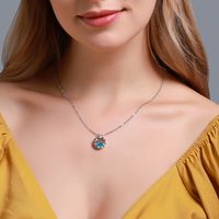New Creative Fishtail Ocean Blue Crystal Pendant Blue Mermaid Clavicle Chain Necklace Wholesale Nihaojewelry main image 6