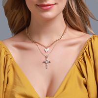 New Long Necklace Creative Small Butterfly Cross Letter Pendant Multi-layer Sweater Chain Wholesale Nihaojewelry main image 6